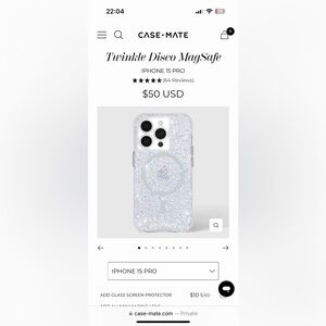 Casemate iPhone 15 pro case MagSafe Twinkle Disco new in box